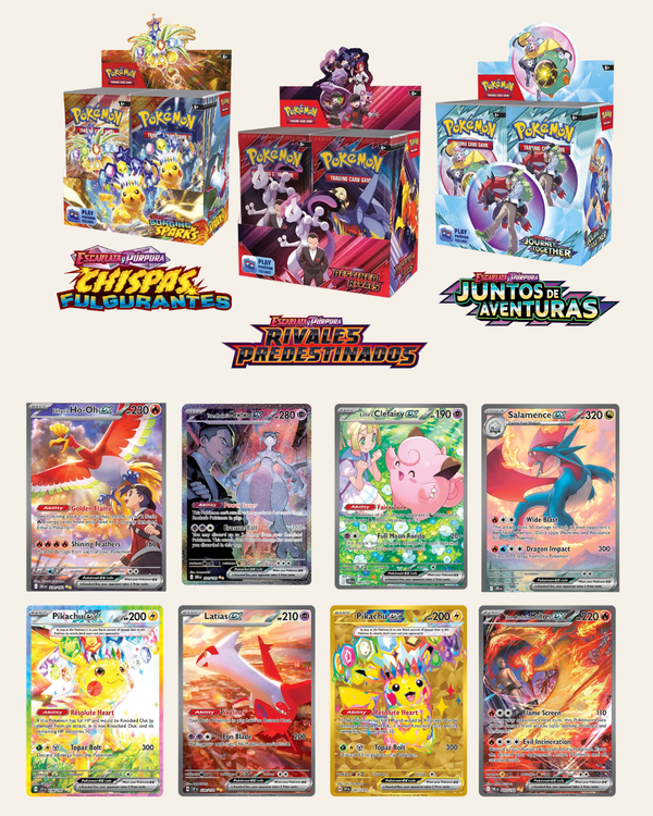 Triple Pack Booster Box (Chispas Fulgurantes + Rivales Predestinados + Juntos de Aventuras)