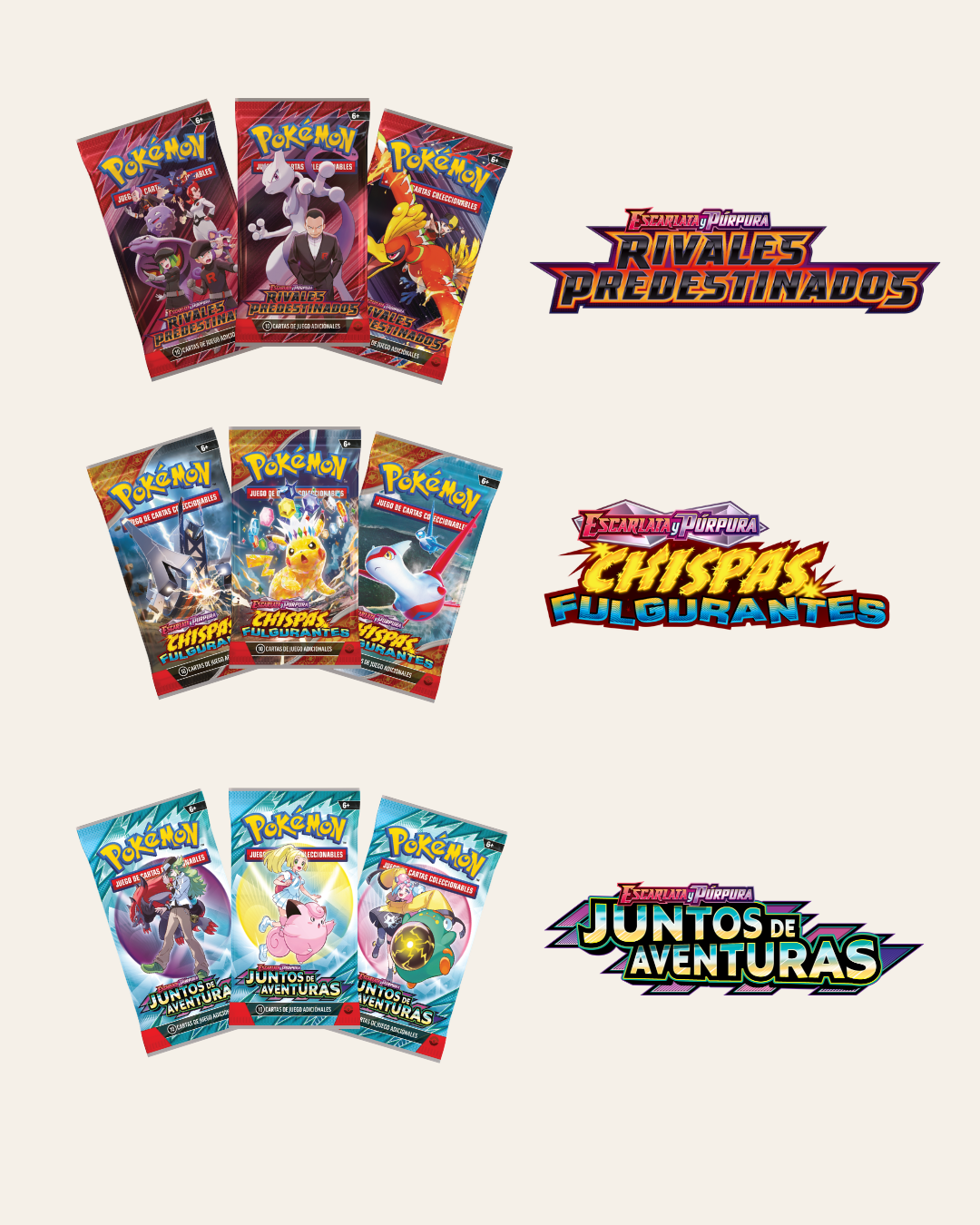 Mega Pack 9 sobres:  Rivales Predestinados + Chispas Fulgurantes + Juntos de Aventuras - Español