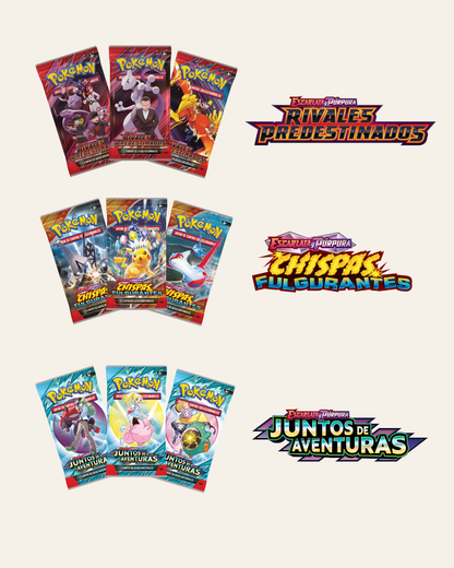 Mega Pack 9 sobres:  Rivales Predestinados + Chispas Fulgurantes + Juntos de Aventuras - Español